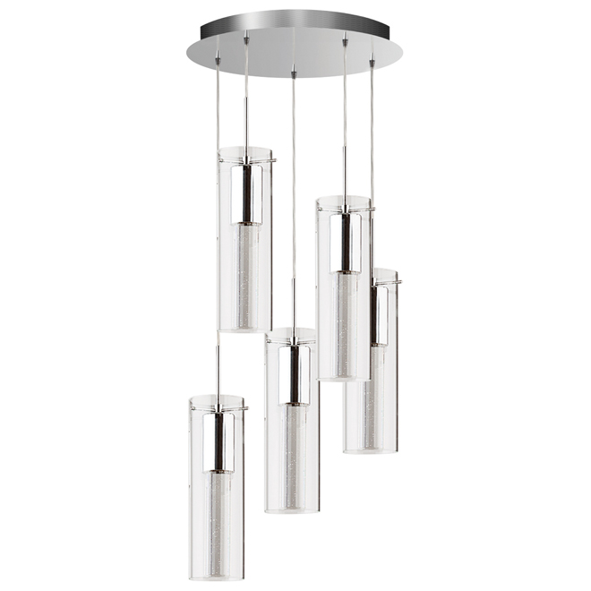 Bubble Flow 5-Light Pendant - Chrome/Crystal