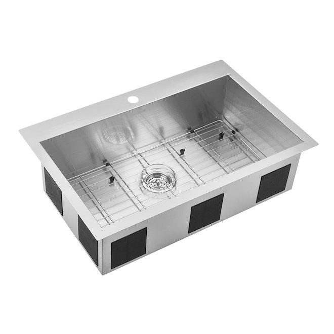 Évier de cuisine monocuve en acier inoxydable, 31.25" x 20"