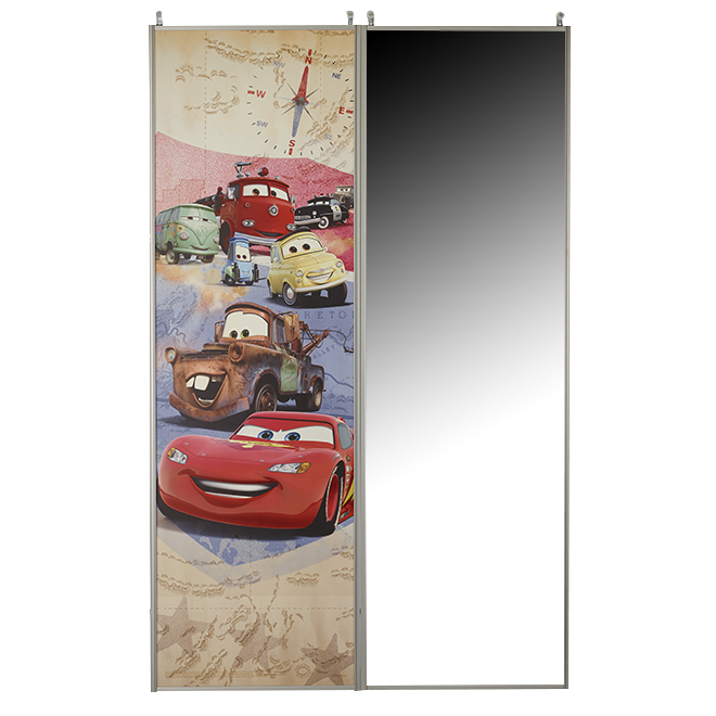 Porte miroir coulissante Les Bagnoles, 48" x 80 1/2"