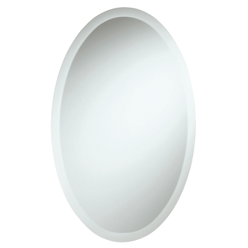 Frameless Oval Glass Bevelled Mirror with EZ Clip