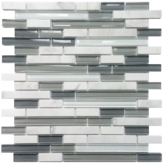Tuiles de verre et pierre, mur, mosaïque Artic, 6/boite