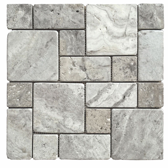 Mosaïque Travertin «Silver Roman»