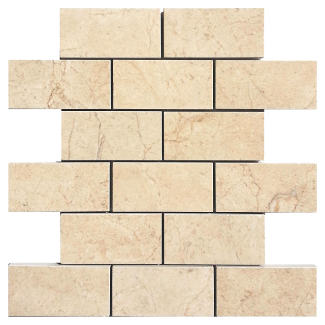 Tuile de porcelaine mosaïque «Brique», beige