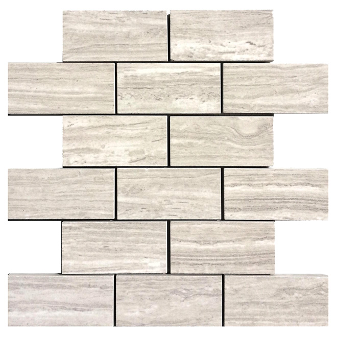 Tuile de porcelaine mosaïque «Brique», gris