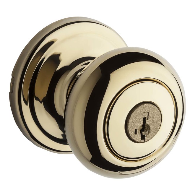 "Troy" Locking Entrance Knob - Bright Brass