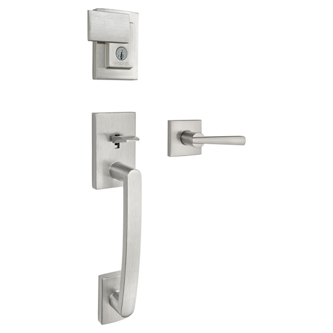 Poignée d'entrée à clenche « Spyglass », nickel satiné