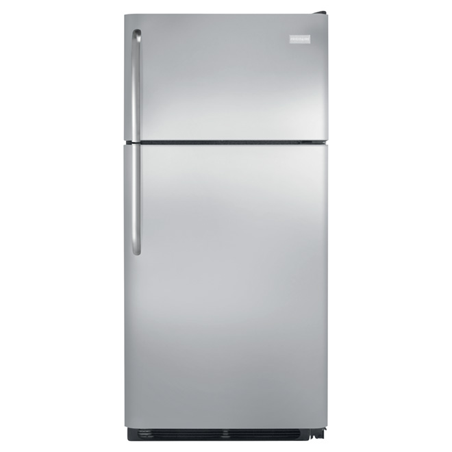Réfrigérateur à congélateur supérieur 18 pi³, inox