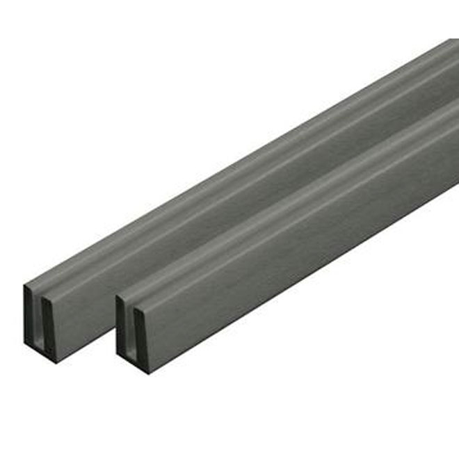 Moulure de PCV en «U», 3/4 po x 1 1/4 po x 8 pi, gris