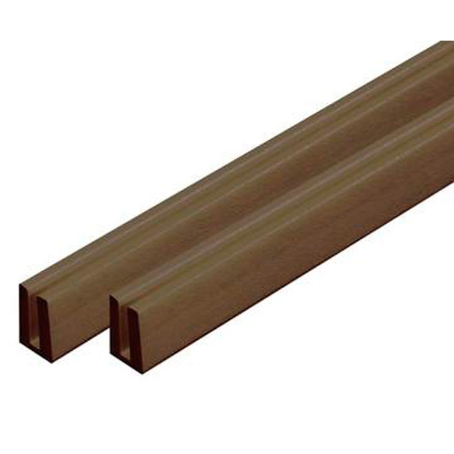 Moulure de PCV en «U», 3/4 po x 1 1/4 po x 8 pi, noyer