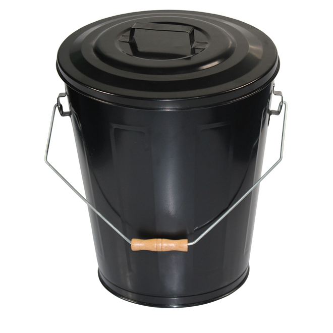 Ash Bucket - Steel - 16" - Black