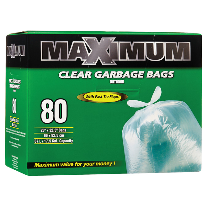 Outdoor Garbage Bags - Clear - 67 L - 80-Pack