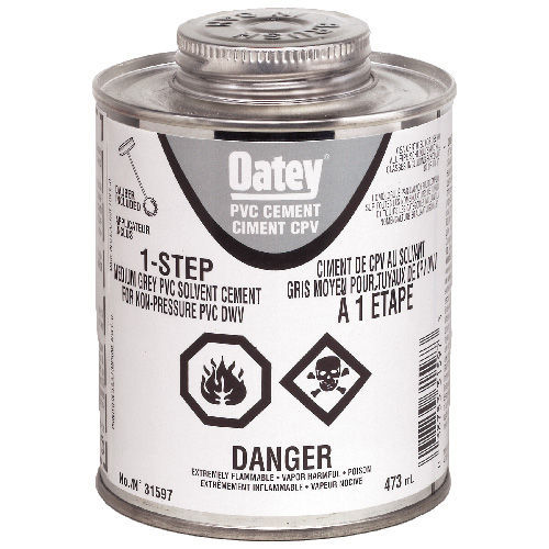 Ciment gris moyen 1-étape de 473 ml pour tuyaux en PVC