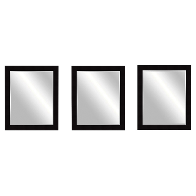 Ensemble de 3 miroirs, 12" x 12" x 0,56", noir