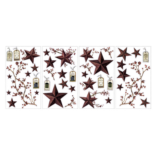 Peel and Stick Wall Decals - Country Stars and Berries