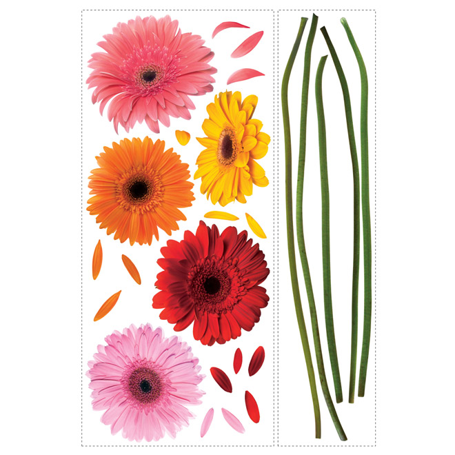 Peel and Stick Wall Decals - Large Gerber Daisies