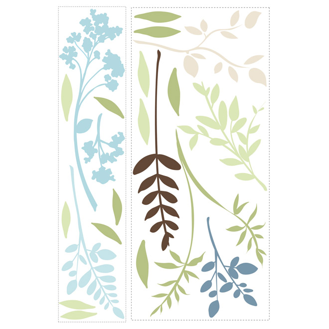 Appliqué mural autocollant «Branches et feuilles»