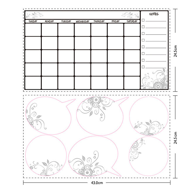 Peel and Stick Wall Decals - Dry Erase Calendar