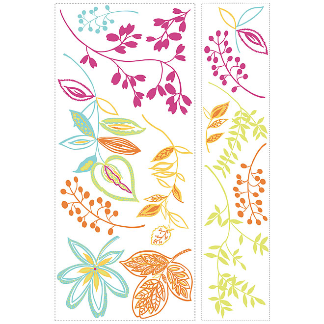 Peel and Stick Wall Decals - Flowers and Leafs