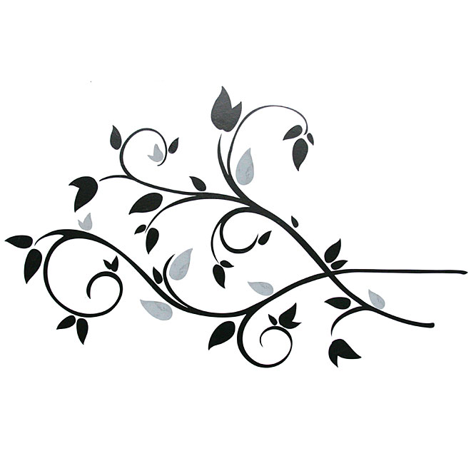 Peel and Stick Wall Decals - Scroll Branch Foil Leaves