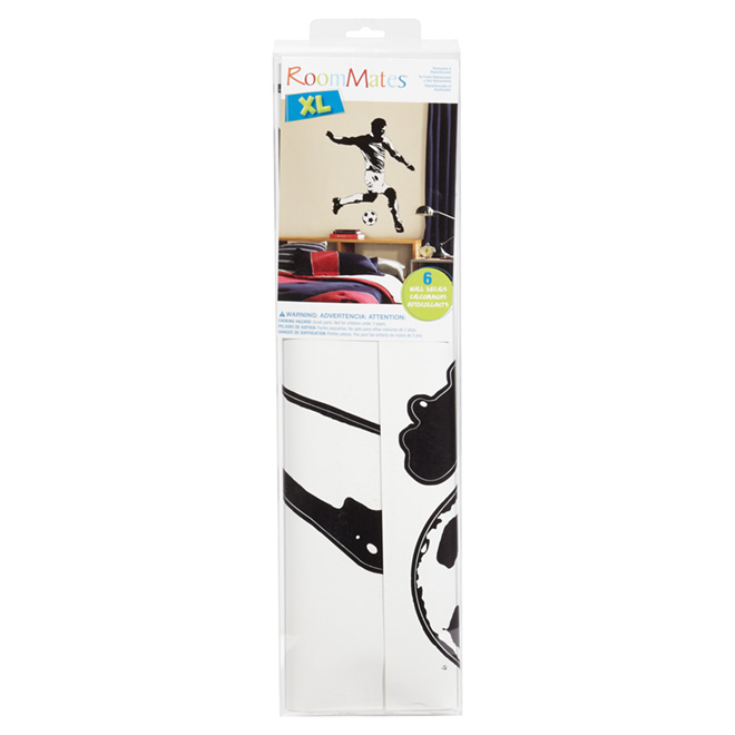 Applique mural «Soccer», 33.25 x 42 po, noir et blanc
