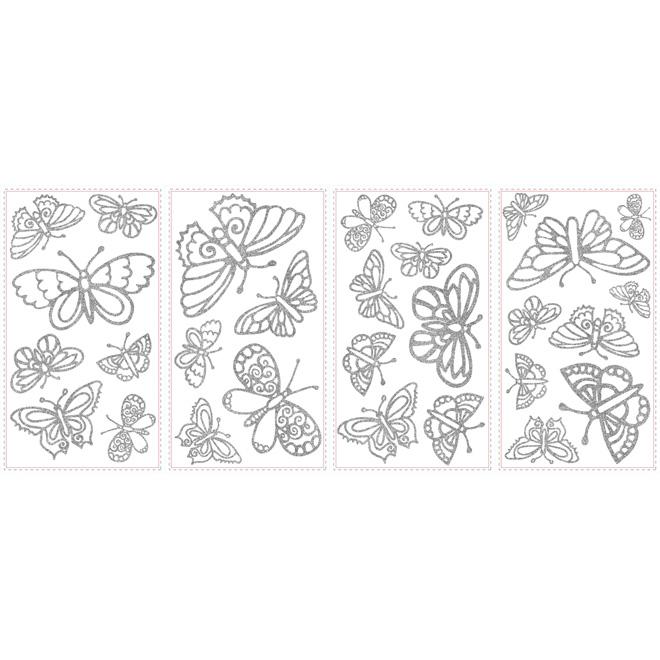 Appliqué mural autocollant «Papillons Brillants»