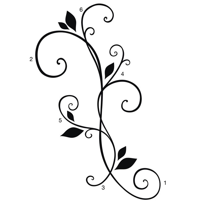 Appliques murales autocollantes « Butterfly and Scroll »