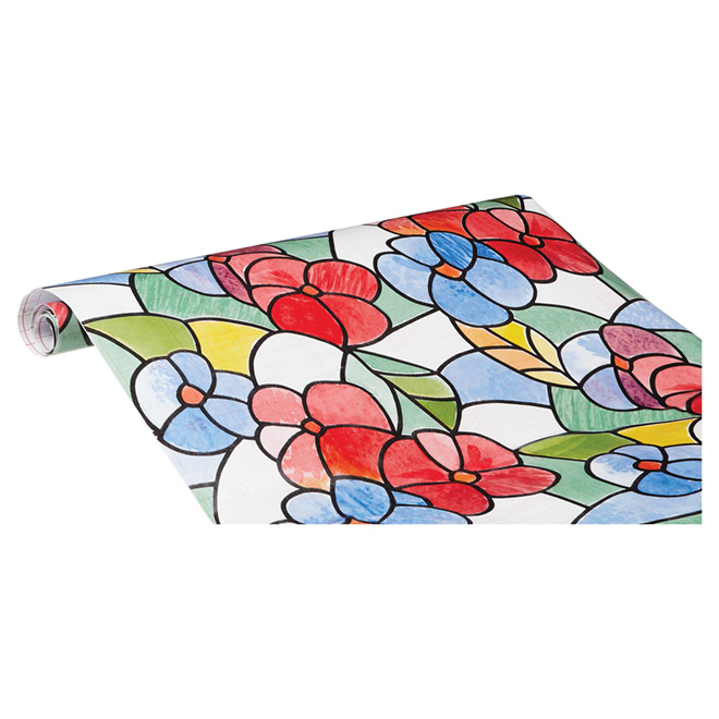 Film vinyle autocollant, vitrail pour fenêtres, motif fleuri