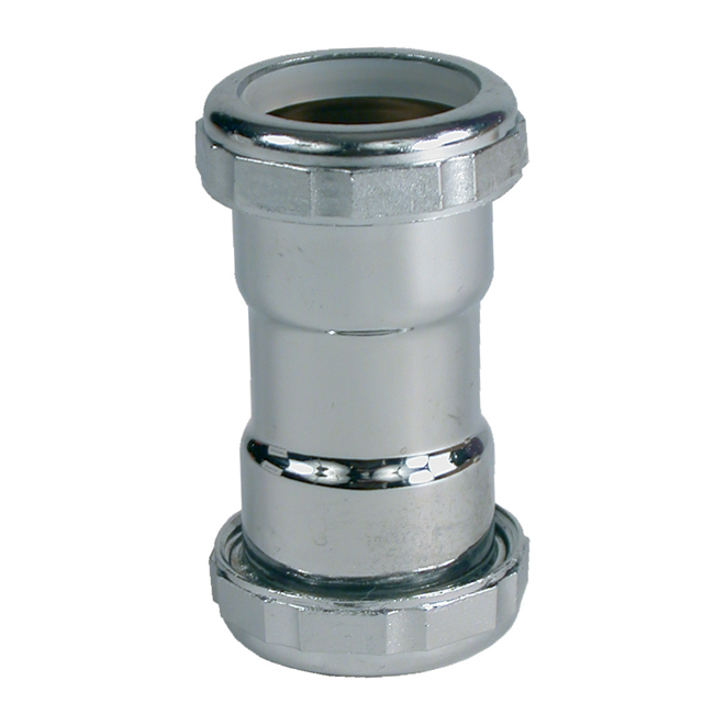 Coupling - Brass - 1 1/4" x 1 1/4" - Chrome