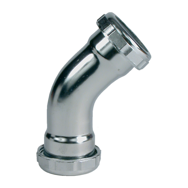 Coude, laiton, 45°, 1 1/4", chrome