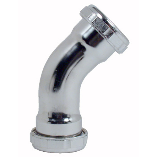 Coude, laiton, 45°, 1 1/4", chrome