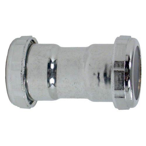 Coupling - Brass - 1 1/4" x 1 1/4" - Chrome