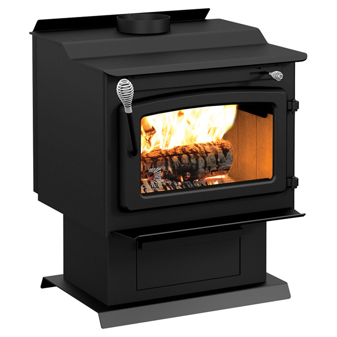 Poêle à bois avec ventilateur, 75 000 BTU/heure, métal, noir