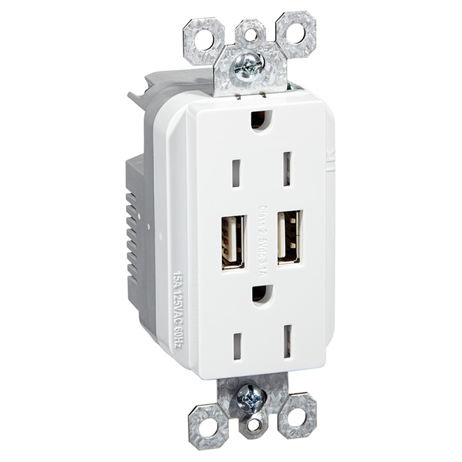 125 VAC 15 A Tamper Resistant Receptacle 2 Poles and 3 Wires