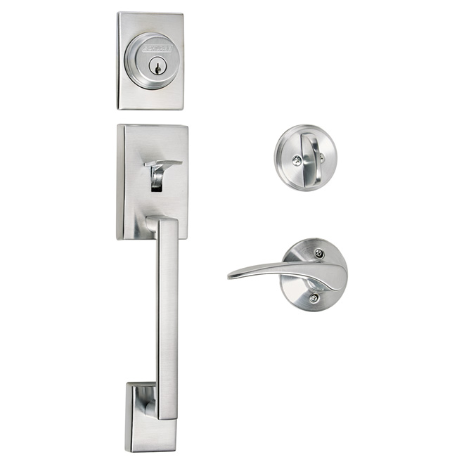 Clenche d'entrée Kingsway, nickel satiné