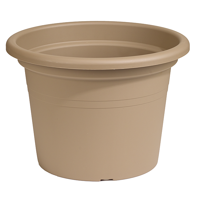Plastic Round Planter 14" - Brown