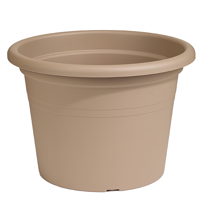 Plastic Round Planter 16" - Brown