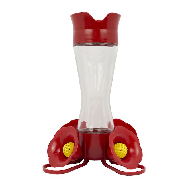 Hummingbird Feeder with Nectar - Plastic/Glass - 8 oz - Red
