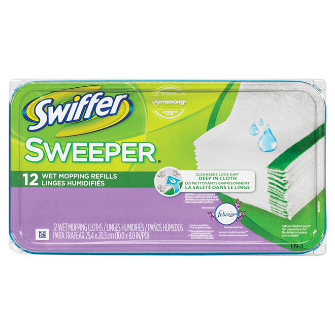Recharges de linges humidifiés pour balai « Swiffer Swiper »