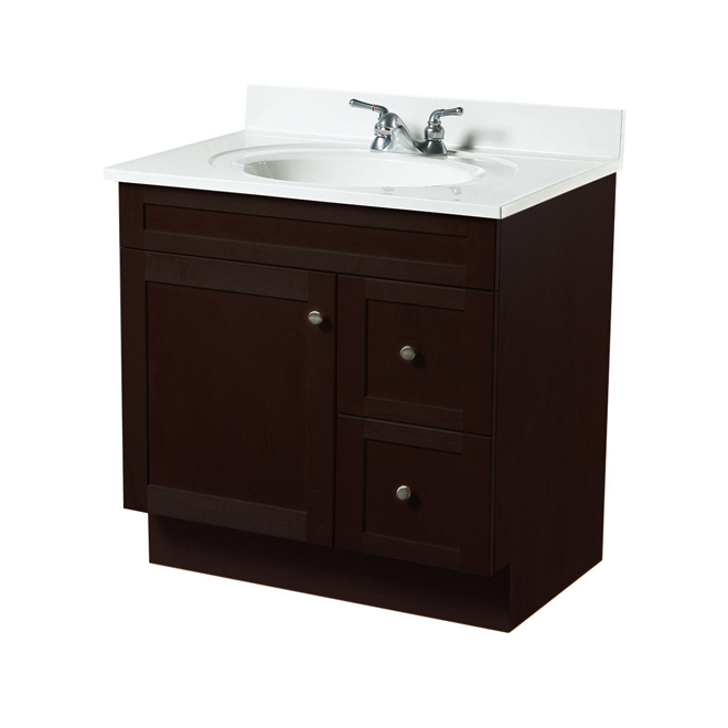 Meuble-lavabo « Everwood » à 1 porte et 2 tiroirs, espresso