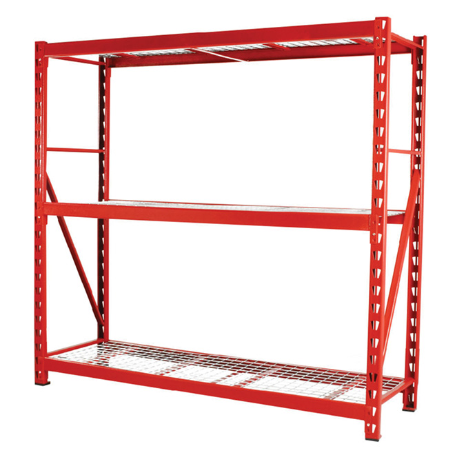 Étagère industrielle à 3 tablettes 72 po x 77 po, rouge