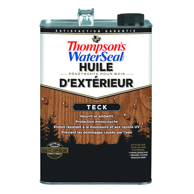 Huile pénétrante pour bois d'extérieur, teck, 3,78 l
