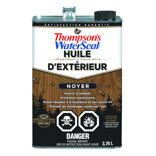 Huile pénétrante pour bois d'extérieur, noyer, 3,78 l