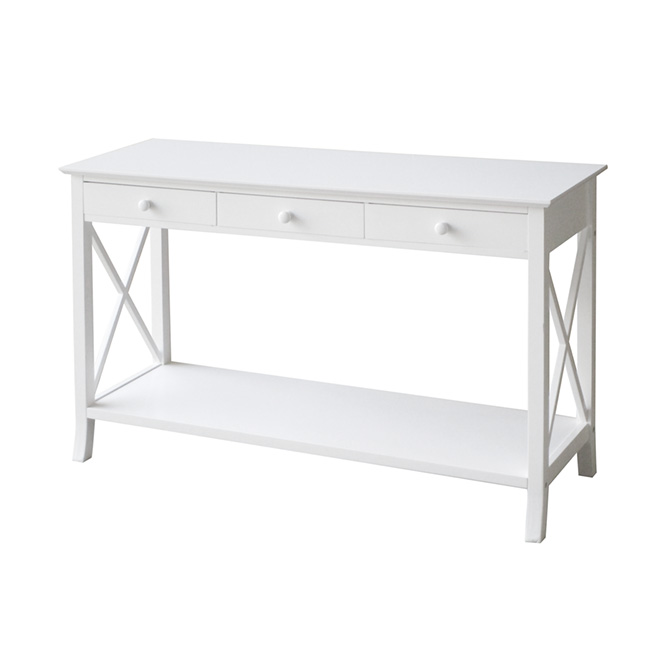 3-Drawer Console Table - White