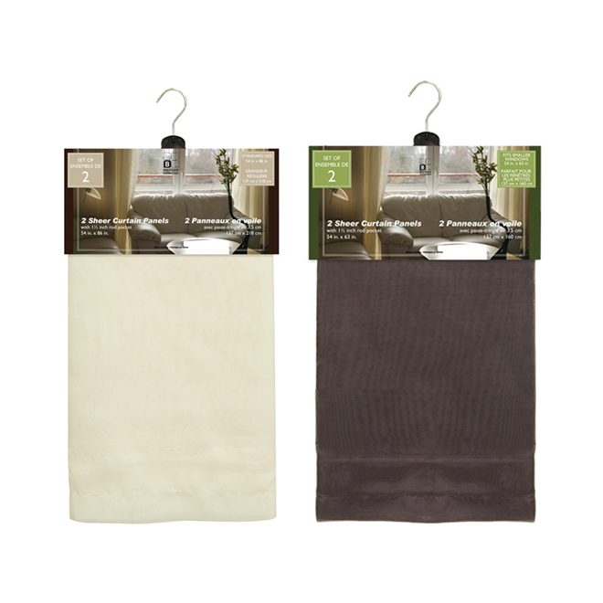 Sheer Rod Pocket Curtain - 54" x 86" - 2-Pack