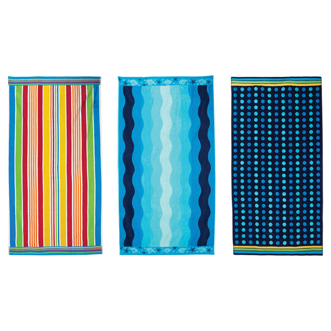 Serviette de plage, 36" x 68", assorties