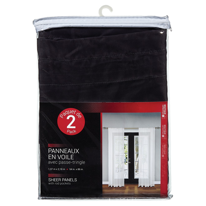 Rideaux diaphane charbon, paquet de 2