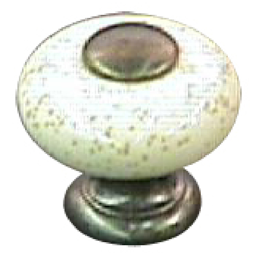 Metal Knob and Ceramic Burnished Brass and Oatmeal