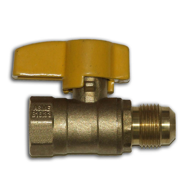 Robinet à gaz avec bille de 3/8" conique x 1/2" femelle