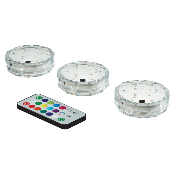 Multi-Colour LED Puck Lights - 3-Pack