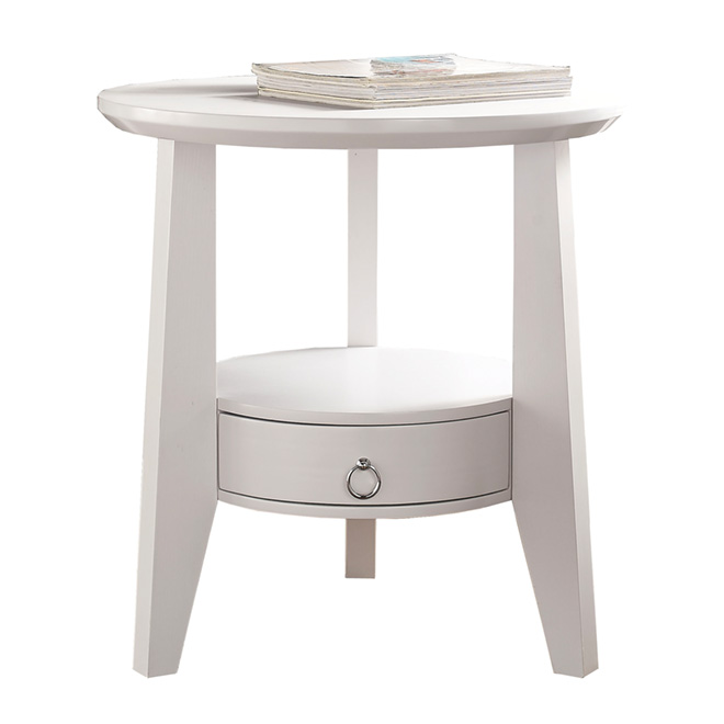 Table d'appoint avec 1 tiroir, blanc